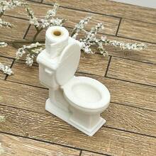 1pc Toilet Model + 1pc Toilet Paper Roll Model, Realistic Plastic Model Decor, Perfect For Decorating Your Model House Bathroom - 1 Toilet + 1 Roll Of Toilet Paper - View 8