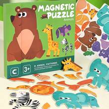 1pc Multicolor 3-In-1 Magnetic Puzzle Book, Foldable Animal Dinosaur Puzzle Game | Montessori Educational Activity | Kindergarten Fine Motor Skills Toy | Portable Travel Quiet Busy Book | Children's Cognitive Gift Toy - Multicolor - View 6