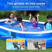 Inflatable rectangular swimming pool, 200cm full-size large inflatable pool, durable and thickened inflatable pool for summer beach use, suitable for outdoor, garden and backyard use. - Azul - Ver 11