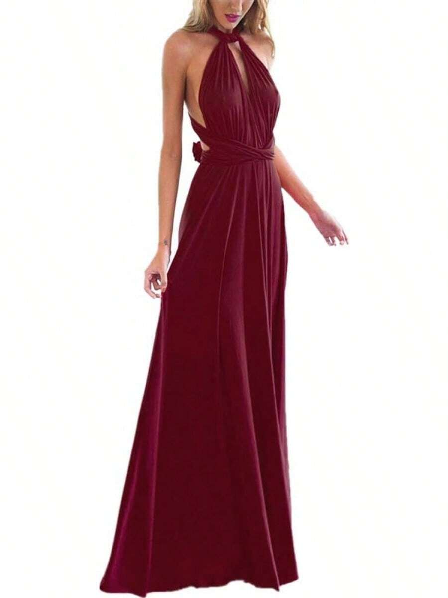 Vestido de Dama de Convertible para Mujer - Burdeos - Ver 1