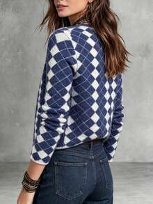 Bohemian Style Spring/Autumn New Women's Knit Cardigan Sweater, Preppy Vacation Elegant Casual Top - Blue - View 7
