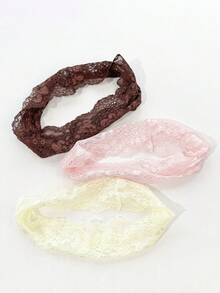 3er/Set Damen einfarbige bestickte Spitze elegante Mode atmungsaktive bequeme leichte dekorative Haarreifen, geeignet für tägliches Pendeln, Einkaufen, Reisen, Fotografie, exquisites Geschenk für beste Freundin Sommer Haaraccessoires - Reismehl braunes dreiteiliges Set - Übersicht 4