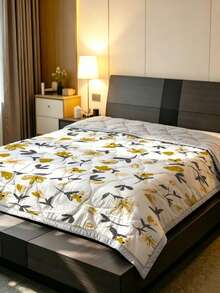 1pc Ultra Soft & Breathable Quilt - Lightweight All-Season Bedding, Modern Floral Plaid Pattern, 100% Polyester, Machine Washable, Suitable For Single/Double Bed, Hotel, Camping & Home Decor, Luxury Hotel Bedding | Modern Quilted Design | Embossed, Autumn Decor, Room Decor - Multicolor - View 4