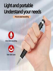 Voice Recorder Pen - 180mAh Portable And Long-Lasting Noise Reduction Design Suitable For For Lecture Meeting,Class Business Use Portable Recording Devices(SD Card Not Included) Mini Recorder - 查看 3