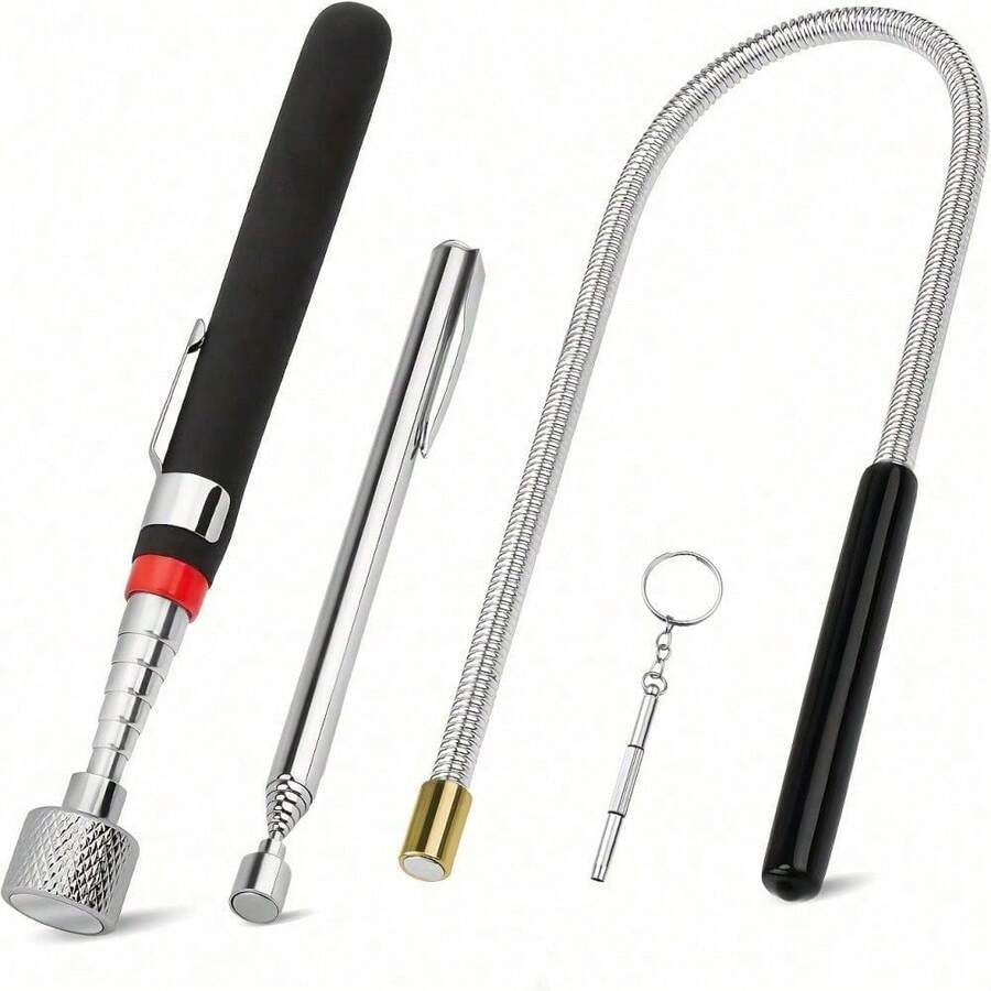 3-In-1 Aluminum Alloy Screwdriver & Telescopic Magnetic Pick Up Tools Kit, Professional Car Repair Tool, Easily Grab Screws Metal Parts In Tight Spaces, 1/4Pcs Optional