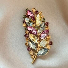 1pc Elegant Zinc Alloy Leaf Brooch, Suitable For Spring, Summer, Autumn, Winter Daily Wear - Gold - View 3