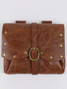 Vintage Medieval PU Leather Waist Bag, Steampunk Hanging Pouch, Outdoor Belt-Style Coin Storage Bag,Halloween - A - View 3