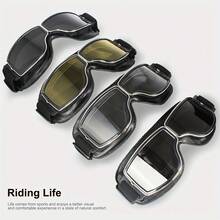 Kacamata Retro Kulit PU untuk Motor, Gaya Aviator untuk Cruiser, Skuter, ATV, Anti Gores, Anti Debu, Kacamata Helm Anti Angin - A - View 12
