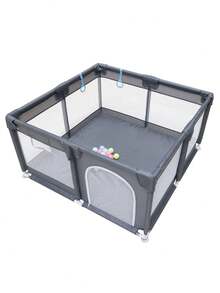 TONSSIDA 120*120cm ベビーサークル ネットタイプ 洗濯可能 折りたたみ式 大型室内用ゲーム囲い 滑り止め吸盤付き 軽量 組立簡単 収納袋付き 室内外兼用 子供用 - グレー - チェックする 11