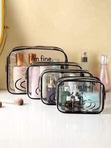 Vigour Summer Transparent Toiletry Storage Bag, Printed With "I'm Doing Great" Text, Humorous Thumbs Up Design, Lightweight Transparent Makeup Bag, High-Quality PVC Makeup Bag, Zippered Toiletry Bag, PVC Dry-Wet Separation Toiletry Bag, Makeup Bag, Large Capacity Portable Storage Bag, Shower And Swimming Storage Bag, Transparent Design For Easy Access To Items, Portable Durable High-Quality Travel Storage Bag - Multicolor - View 10