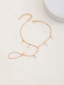 1pc Fashion Minimalist Star Moon Pendant Finger Chain, Teen Daily Party Accessory - Gold - View 3