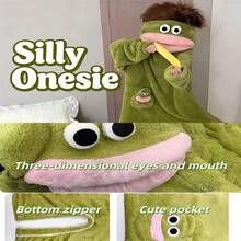 Funny Monster Wearable Blanket Hoodie, Oversized Soft Warm Cozy Pullover Loungewear,  One Size For Women Men Halloween Costume For Home Party - Multicolor - View 5