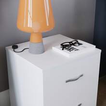 Home Discount Vida Designs Riano 2 Drawer Bedside Chest Cabinet Table Nightstand Bedroom Furniture Silver Handles Display Storage Unit - White - White - View 4