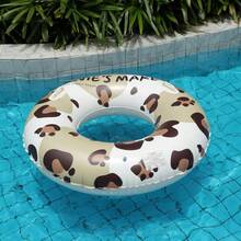 Leopard Print Inflatable Swim Ring, Thickened PVC Pool Float With Handles For Adults Summer Vacation - Multicolor - View 3
