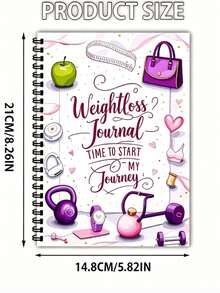 104-Page A5 Size Weight Loss Journal, Includes Fitness Equipment Designs, Motivational Fitness & Weight Management Charts For Men & Women, And A Self-Discipline Guide. - Multicolor - View 2