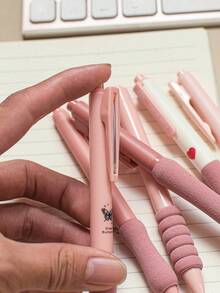 6 PCs In A Box Of Gel Pens With Soft Sheath For Students' Office Writing Pens With A High Sense Of Pink Transparent Pen And Black Ink Of 0.50mm For 6 PCs. - Sets - View 6