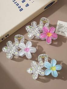 1pc/6pcs Creative Graffiti Flower Hair Clip, Sweet Style Half-Up Hair Claw, Fashion Versatile Hairstyle Accessory, Perfect Gift For Best Friend And Girlfriend - Multicolor - View 7