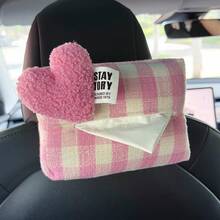 心形汽車面紙架，創意格紋汽車面紙盒，汽車座椅背部面紙架，中央控制台面紙收納盒 - 格子愛心 - 查看 7