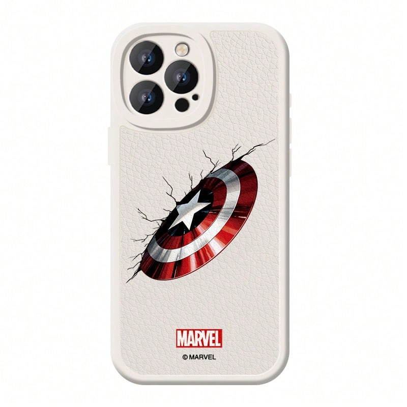 Miniso Marvel Captain America Shield Personalized Phone Case For Men, Compatible With IPhone 17 Pro Max/17 Pro/Air/16 Pro Max/15 Plus/14/13/IP 17/15 Pro/12 Pro/11/16 Plus, Drop-Proof And Scratch-Resistant Protective Case, Compatible With Apple - White - View 1