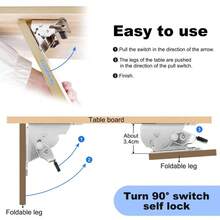 4x Folding Table Chair Leg Hinges 90 Degree Self-Locking Bracket Hinge Hardware - VJP0065 - View 11