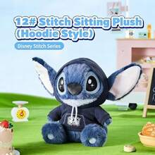 MINISO Disney Lilo And Stitch 絨毛玩偶，連帽款可愛掌心系列，毛茸茸觸感搭配刺繡細節，柔軟捏捏玩具，適合所有年齡層女孩的史迪奇絨毛禮物 - 藏蓝色 - 查看 6