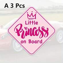 1/3/5 Pcs Stickers For Cars, Little Princess On Board, Princess Car Logo, Princess Car Window Decal, Adorable Pink Stickers For Girls(A/B Available) - Multicolor - View 10
