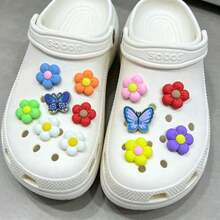 10pcs Cute Flower & Butterfly Shoe Charms, Colorful PVC Clog Shoe Decor Accessories, DIY Shoe Flowers Party Favors - Multicolor - View 3