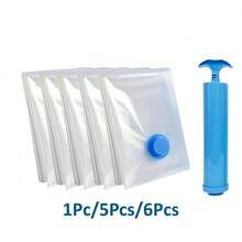 1/5/6pcs Super Large Vacuum Compression Storage Bags, High Quality Clear Bags For Travel Essentials, Clothes, Bedding, Blankets, Manual Vacuum Pump Compression Bag Set, No Electricity Required - Multiple Specifications - View 11