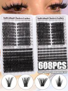 608/544 Pcs D-Curl Individual False Eyelashes, Large Capacity, Multi-Style Mixed In One Box, Long-Lasting Lash Book, Convenient To Carry, Natural And Long-Lasting Lashes Kit,Suitable For Everyday Wear, Weddings, Parties - Multicolor - View 7