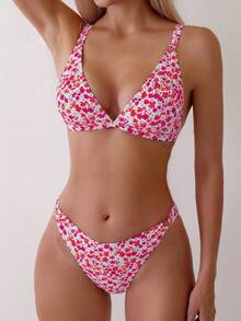 New Printed Bikini For Women 2026: Two-Piece Beach Bikini - 紅色 - 查看 1