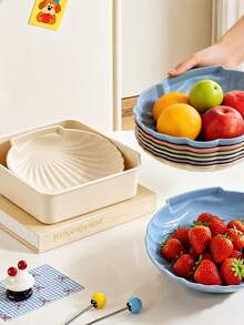 5 piezas Platos de plástico con forma de concha de verano, Platos de frutas azul/crema, Platos para aperitivos y dulces, Platos de decoración para fiestas oceánicas, Platos de desayuno, Platos pequeños para pasteles y postres, Platos para ensaladas, Bandejas de comida, Recipientes de comida, Adecuados para fiestas de verano, Hawái, Reuniones, Fiestas, Para banquetes y ocasiones especiales - multicolor - Ver 2