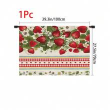 1pc, Home Decor, Strawberry Pattern Printed Table Skirt, Kitchen Small Curtain, Kitchen Cabinet Cover, With Curtain Holes, Easy To Hang, Rectangular, Machine Woven, Machine Washable, Kitchen Decoration And Accessories, Perfect For Kitchen Cabinets And Home Decor - Multicolor - View 12