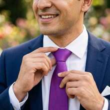 Set Of 3 Light Gray Ties For Groomsmen, Weddings, And Events - Red Violet - View 8