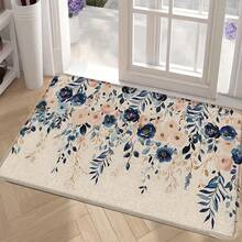1pc Floral Linen Rubber Kitchen Mat, Bathroom Mat, Door Mat And 2D Printed Rectangular Rug, Suitable For Living Room, Bedroom, Hallway, Bathroom And Laundry Room, Suitable For Indoor And Outdoor Home Decor - Multicolor - View 13