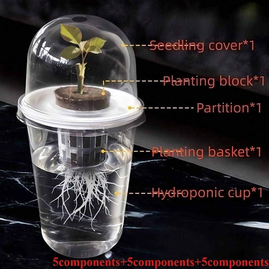15pcs Hydroponic Seedling Grow Kit, Clear Visible Root View Plant Propagation Pot With Humidity Cover, No Soil Needed Water Culture Nursery Cup For Plant Cuttings, Home Garden Essential - A - View 1