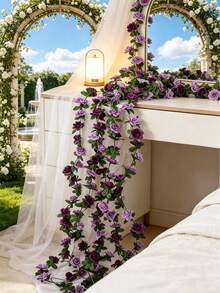 1/3/5 Pcs Artificial Rose Vine Wedding Venue Decoration Home Bedroom, Living Room, Bathroom Wall Hanging Decoration Material Outdoor Garden School Birthday Party Supplies Valentine's Day Decoration New Year - Multicolor - View 4
