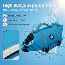 Dog Life Jacket, Lightweight Adjustable Buoyancy Vest With Rescue Handle, High Visibility Reflective Design, Suitable For Small And Medium Dogs Swimming And Boating - Blue - View 7