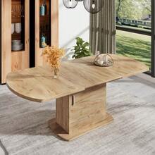 Extendable Oval Dining Table, L 140/200 X W 80 X H 75 Cm, Table With Storage, Coffee/Lounge Table, Modern And Minimalist Dining Table, Multifunctional Space-Saving Table, White And Silver Handle - 駝色 - 查看 4