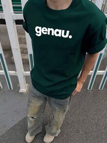 Kreatives Buchstabenmuster-T-Shirt mit Rundhalsausschnitt, reine Baumwolle, kurze Ärmel, sommerliche Trendmode, lässiger Alltagsstil. - Weiß - Übersicht 10