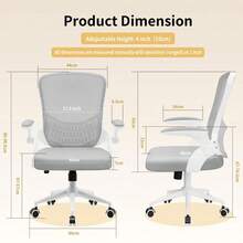 Ergonomic Mesh Office Chair With Flip Armrests And Lumbar Support - Grey - View 3