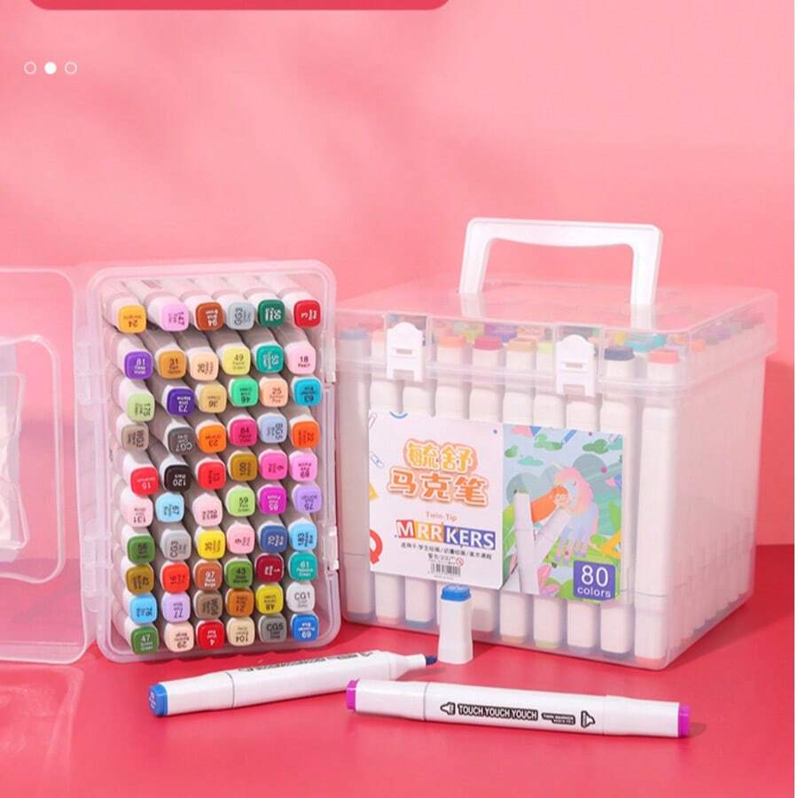 Marker Pen Set, Student Watercolor Pens, Painting & Graffiti Pens, Alcohol-Based Dual-Tip Boxed Markers, Dual-Tip PVC Handbag Boxed, Water-Based Ink Brush Pens - Sets - View 1