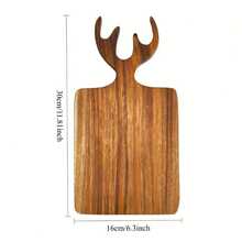 Golden Acacia Wood Deer Horn Shaped Cutting Board, Kitchen Fruit Cutting Board, Chopping Board, Bread Board - Khaki - View 5