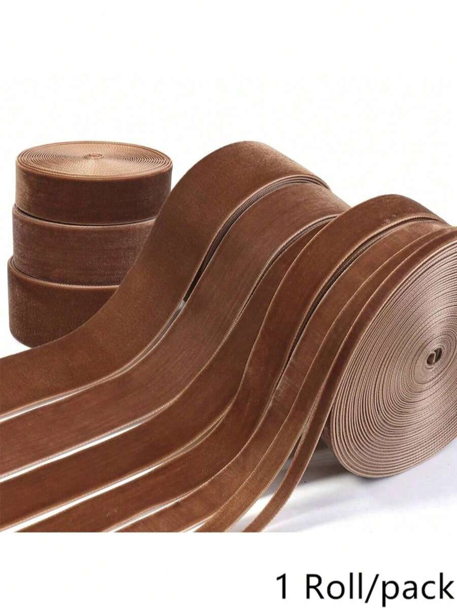 6-38mm 1 Roll Brown Single-Sided Velvet Ribbon, Christmas Ribbon, Jewelry Display Packaging, Flower Gift Wrapping, Bows, DIY Party Decoration