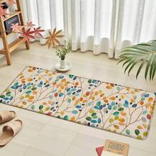 1 pieza Alfombra de cocina de lino con estampado floral bohemio y goma, alfombra antideslizante para baño, felpudo y alfombra rectangular con impresión 2D, adecuada para sala de estar, dormitorio, pasillo, baño y lavandería, adecuada para decoración del hogar interior y exterior - Multicolor - Ver 13