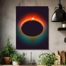 Póster plano 2D, 2D plano, 1 pieza sin marco, Decoración de pintura en lienzo de escena astronómica de eclipse solar total, Adecuado para el hogar, jardín, granja y decoración de baño, Decoración de pared, Colgante duradero para el hogar, Regalo de vacaciones - Enmarcado - Ver 4