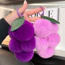 1PC 14cm Purple Grape Plush Pendant,Simulated Grape Shape,Car Keychain Pendant,Bag Accessories,Gift For Children,Creative Keychain Pendant,Plush Gift - Purple - View 3