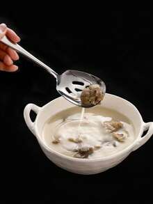 1pc Stainless Steel Serving Spoon, Thickened Long Handle, High-End Exquisite Serving Strainer Spoon For Kids And Home Use - View 9