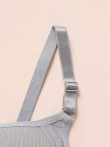 Girls Solid Color Ribbed Adjustable Strap Bra, Comfortable Seamless Push-Up Bra, Suitable For Teen Girls - Dark Grey - View 5