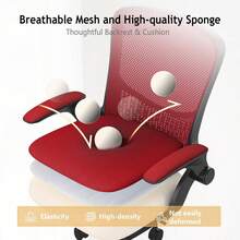 Ergonomic Mesh Office Chair With Flip Armrests And Lumbar Support - Rojo - Ver 6