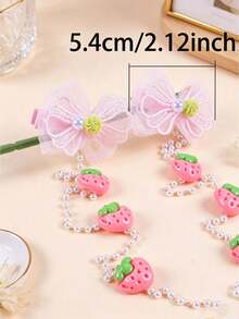 1/3pcs Sweet Bow Faux Pearl Tassel Hair Clips, Cartoon Carrot, Strawberry, Grape Cute Decor, Girls Double Ponytail, Braided Twist Hair Styling Fixing Clips, Daily/Campus/Travel Vacation Versatile - Multicolor - View 6